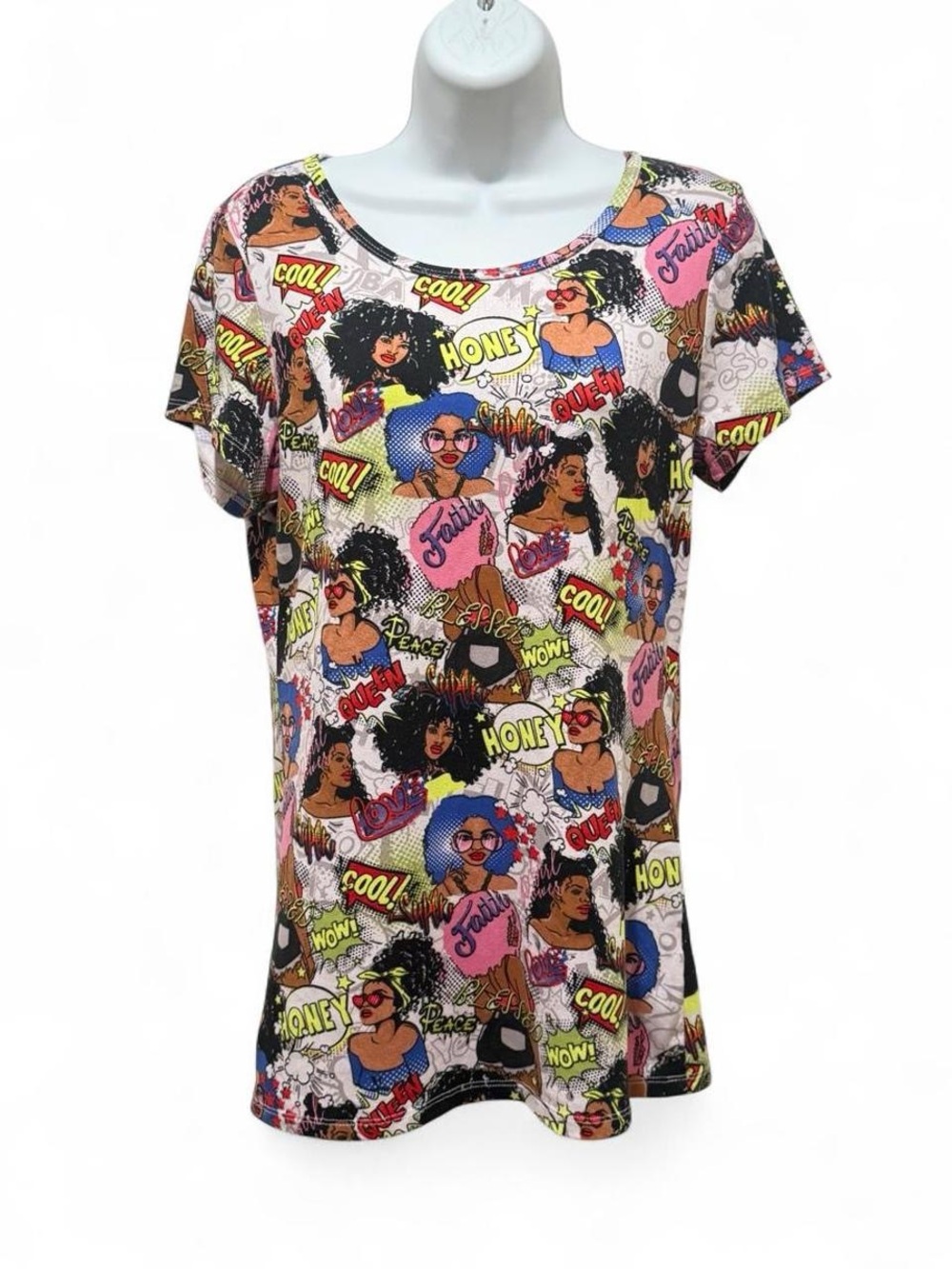 Fashion of New York Pop Art Comic Print Graphic T-Shirt Size XL